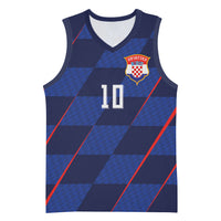 Croatia Football Custom Basketball Jersey Glagolitic Script Checkerboard Sporty Style Away Color