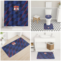 Croatia Football Bathroom Set Glagolitic Script Checkerboard Sporty Style Away Color
