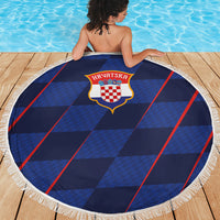 Croatia Football Beach Blanket Glagolitic Script Checkerboard Sporty Style Away Color