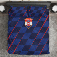 Croatia Football Bedding Set Glagolitic Script Checkerboard Sporty Style Away Color