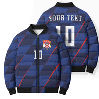 Croatia Football Custom Bomber Puffer Jacket Glagolitic Script Checkerboard Sporty Style Away Color