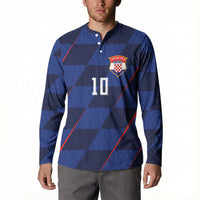 Croatia Football Custom Button Sweatshirt Glagolitic Script Checkerboard Sporty Style Away Color