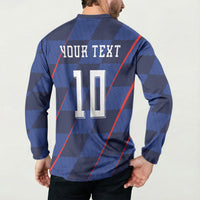 Croatia Football Custom Button Sweatshirt Glagolitic Script Checkerboard Sporty Style Away Color