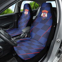 Croatia Football Car Seat Cover Glagolitic Script Checkerboard Sporty Style Away Color