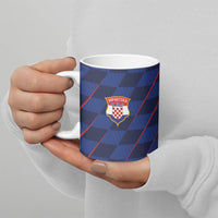Croatia Football Custom Ceramic Mug Glagolitic Script Checkerboard Sporty Style Away Color