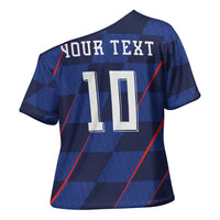 Croatia Football Custom Cross Shoulder Shirt Glagolitic Script Checkerboard Sporty Style Away Color