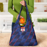 Croatia Football Grocery Bag Glagolitic Script Checkerboard Sporty Style Away Color