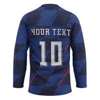 Croatia Football Custom Hockey Jersey Glagolitic Script Checkerboard Sporty Style Away Color