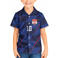 Croatia Football Custom Kid Hawaiian Shirt Glagolitic Script Checkerboard Sporty Style Away Color
