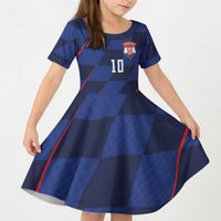Croatia Football Custom Kid Short Sleeve Dress Glagolitic Script Checkerboard Sporty Style Away Color
