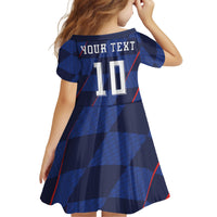 Croatia Football Custom Kid Short Sleeve Dress Glagolitic Script Checkerboard Sporty Style Away Color