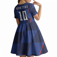 Croatia Football Custom Kid Short Sleeve Dress Glagolitic Script Checkerboard Sporty Style Away Color