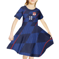 Croatia Football Custom Kid Short Sleeve Dress Glagolitic Script Checkerboard Sporty Style Away Color