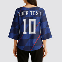 Croatia Football Custom Kimono Sleeve Blouse Glagolitic Script Checkerboard Sporty Style Away Color