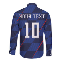 Croatia Football Custom Long Sleeve Button Shirt Glagolitic Script Checkerboard Sporty Style Away Color