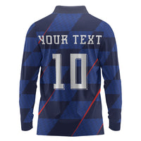 Croatia Football Custom Long Sleeve Polo Shirt Glagolitic Script Checkerboard Sporty Style Away Color