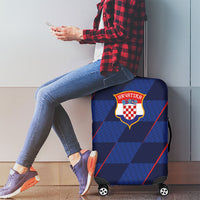 Croatia Football Luggage Cover Glagolitic Script Checkerboard Sporty Style Away Color