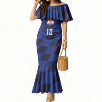 Croatia Football Custom Mermaid Dress Glagolitic Script Checkerboard Sporty Style Away Color