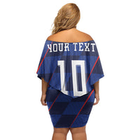 Croatia Football Custom Off Shoulder Short Dress Glagolitic Script Checkerboard Sporty Style Away Color