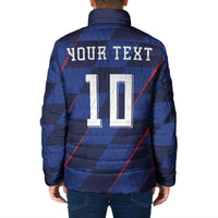 Croatia Football Custom Padded Jacket Glagolitic Script Checkerboard Sporty Style Away Color