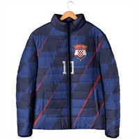 Croatia Football Custom Padded Jacket Glagolitic Script Checkerboard Sporty Style Away Color
