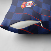 Croatia Football Pillow Cover Glagolitic Script Checkerboard Sporty Style Away Color