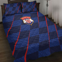 Croatia Football Quilt Bed Set Glagolitic Script Checkerboard Sporty Style Away Color