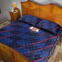 Croatia Football Quilt Bed Set Glagolitic Script Checkerboard Sporty Style Away Color