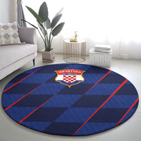 Croatia Football Round Carpet Glagolitic Script Checkerboard Sporty Style Away Color