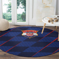 Croatia Football Round Carpet Glagolitic Script Checkerboard Sporty Style Away Color