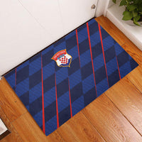 Croatia Football Rubber Doormat Glagolitic Script Checkerboard Sporty Style Away Color
