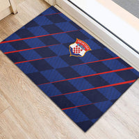 Croatia Football Rubber Doormat Glagolitic Script Checkerboard Sporty Style Away Color