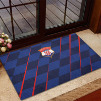 Croatia Football Rubber Doormat Glagolitic Script Checkerboard Sporty Style Away Color