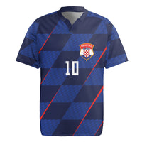 Croatia Football Custom Rugby Jersey Glagolitic Script Checkerboard Sporty Style Away Color