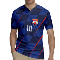 Croatia Football Custom Rugby Jersey Glagolitic Script Checkerboard Sporty Style Away Color