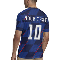 Croatia Football Custom Rugby Jersey Glagolitic Script Checkerboard Sporty Style Away Color