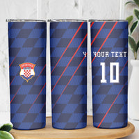 Croatia Football Custom Skinny Tumbler Glagolitic Script Checkerboard Sporty Style Away Color