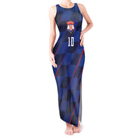 Croatia Football Custom Tank Maxi Dress Glagolitic Script Checkerboard Sporty Style Away Color