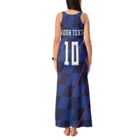 Croatia Football Custom Tank Maxi Dress Glagolitic Script Checkerboard Sporty Style Away Color