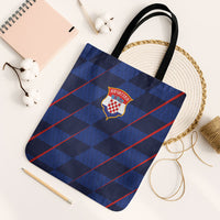 Croatia Football Tote Bag Glagolitic Script Checkerboard Sporty Style Away Color