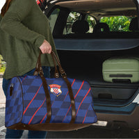 Croatia Football Travel Bag Glagolitic Script Checkerboard Sporty Style Away Color