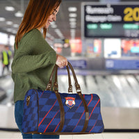 Croatia Football Travel Bag Glagolitic Script Checkerboard Sporty Style Away Color