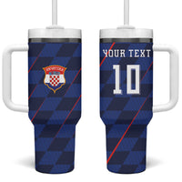 Croatia Football Custom Tumbler With Handle Glagolitic Script Checkerboard Sporty Style Away Color