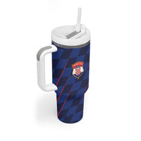 Croatia Football Custom Tumbler With Handle Glagolitic Script Checkerboard Sporty Style Away Color