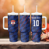 Croatia Football Custom Tumbler With Handle Glagolitic Script Checkerboard Sporty Style Away Color