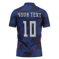 Croatia Football Custom Zipper Polo Shirt Glagolitic Script Checkerboard Sporty Style Away Color
