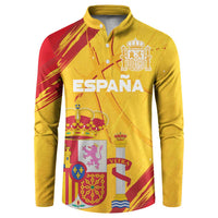 Custom Basketball Fan Jersey Spanish Button Sweatshirt Royal Seal of España - Wonder Print Shop