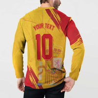 Custom Basketball Fan Jersey Spanish Button Sweatshirt Royal Seal of España - Wonder Print Shop