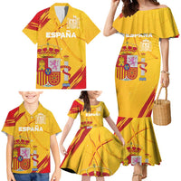 Custom Basketball Fan Jersey Spanish Family Matching Mermaid Dress and Hawaiian Shirt Royal Seal of España - Wonder Print Shop