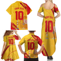 Custom Basketball Fan Jersey Spanish Family Matching Summer Maxi Dress and Hawaiian Shirt Royal Seal of España - Wonder Print Shop